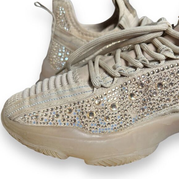 Steve Madden Maxima SM NY90 Gem Studded Beige & Gold Shoes Women’s Size 9M - Picture 8 of 16
